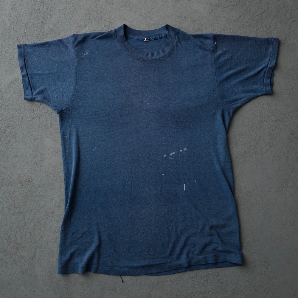 Vintage 80s Blue T-shirt Large Distressed Made in USA